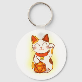 Maneki-neko mit D20 RPG Dice Viel Glück Charm Schlüsselanhänger