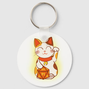 Maneki-neko mit D20 RPG Dice Viel Glück Charm Schlüsselanhänger