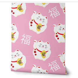 Maneki Neko Niedlich Lucky White Cat Tapete