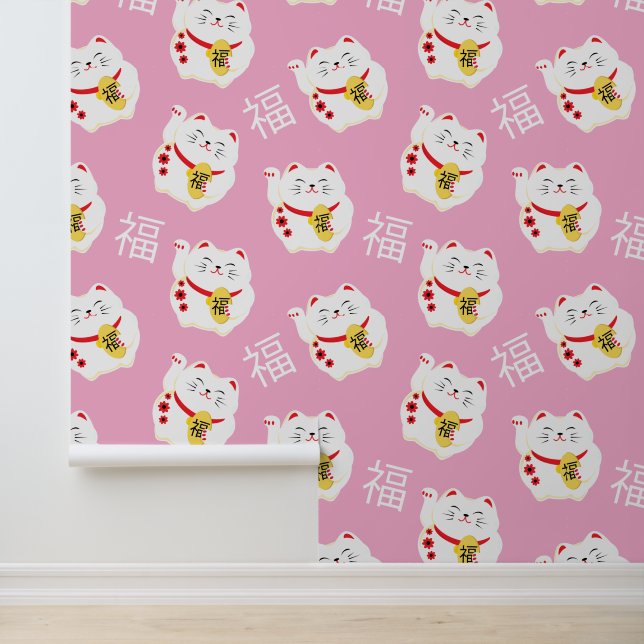 Maneki Neko Niedlich Lucky White Cat Tapete (Anwendung)