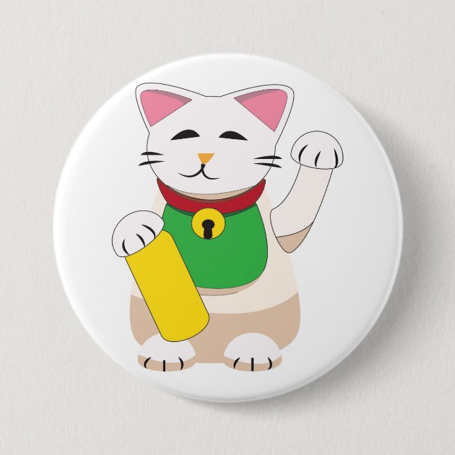 Maneki Neko oder Beckoning Cat Button (Vorderseite)