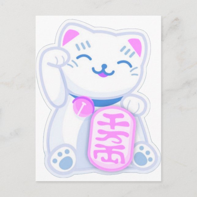 Maneki neko pastel postkarte (Vorderseite)