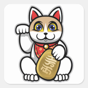 Maneki Neko Quadratischer Aufkleber