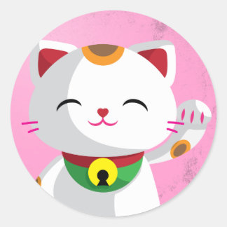 Maneki Neko Runder Aufkleber