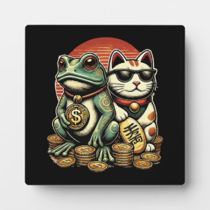 Maneki Neko und Jin Chan - Glück und Wohlstand Fotoplatte