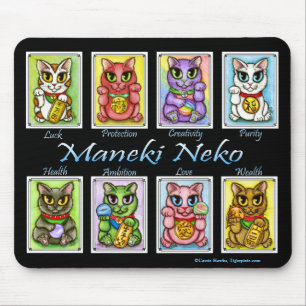 Maneki Neko viel Glück-Katzen-Fantasie-Katze Mousepad