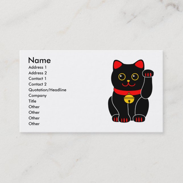 Manekineko-Glückliche Katze (Katze zuwinkend) Visitenkarte (Vorderseite)