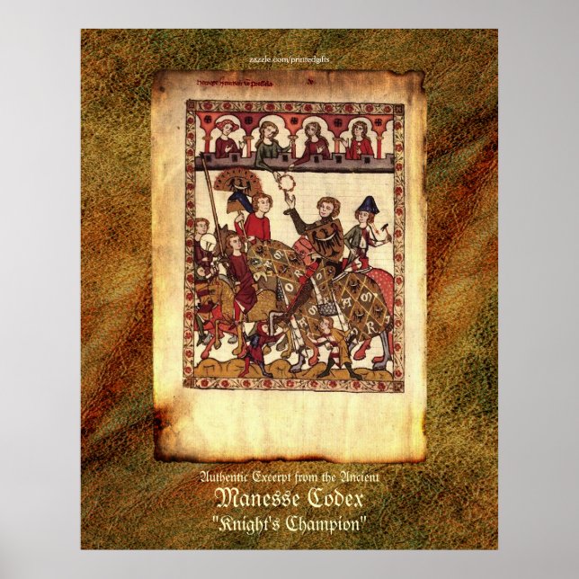 Manesse Codex Auszug mittelalterliche Ritter Kunst Poster (Vorne)