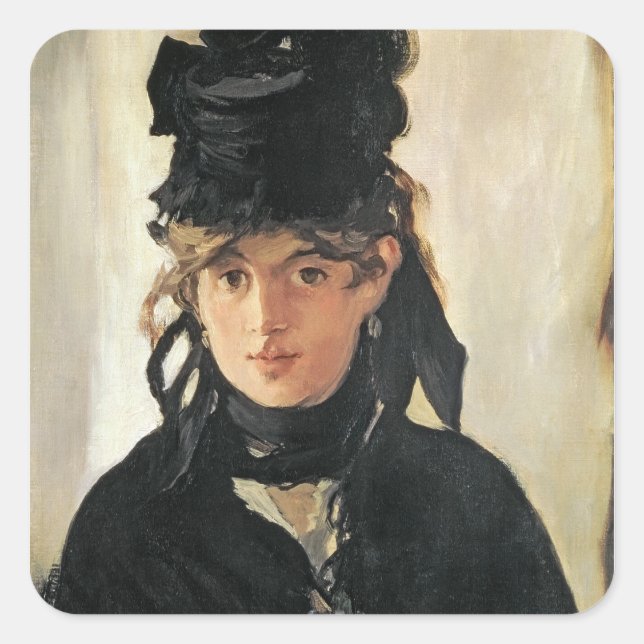 Manet | Berthe Morisot mit einem Bouquet aus Viole Quadratischer Aufkleber (Vorderseite)