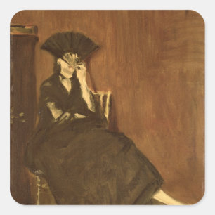 Manet Berthe Morisot mit einem Fan, 1872 Quadratischer Aufkleber