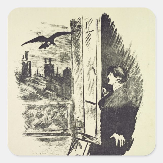 Manet | Darstellung für "The Raven" Quadratischer Aufkleber (Vorderseite)