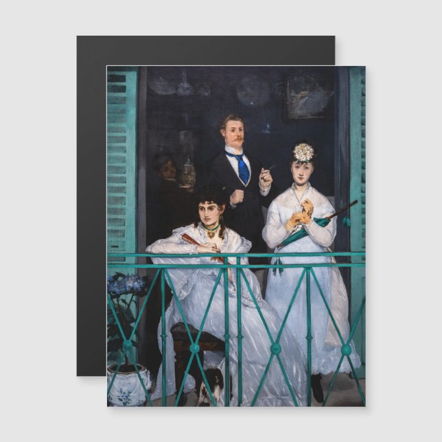 Manet - Der Balkon / Le Balcon Magnetkarte (Vorne/Hinten)