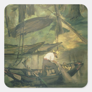 Manet der Fischer, c.1861 Quadratischer Aufkleber