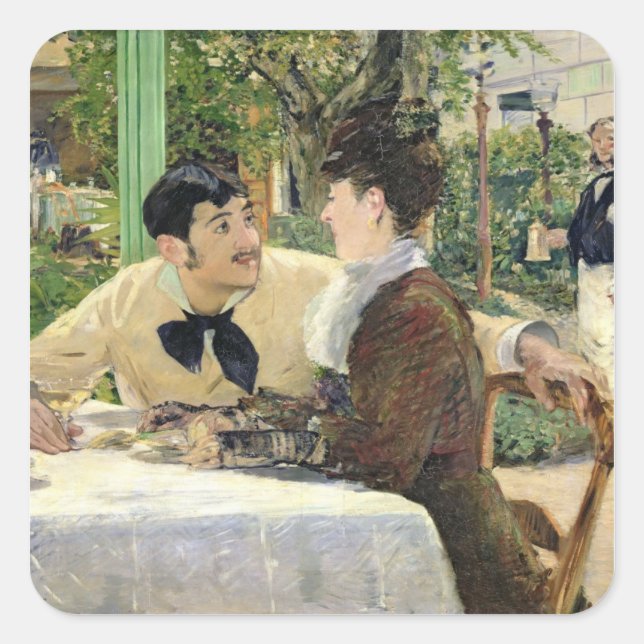 Manet | Der Garten von Pere Lathuille, 1879 Quadratischer Aufkleber (Vorderseite)