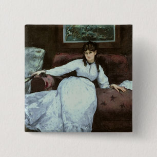 Manet die Erholung, Porträt von Berthe Morisot Button