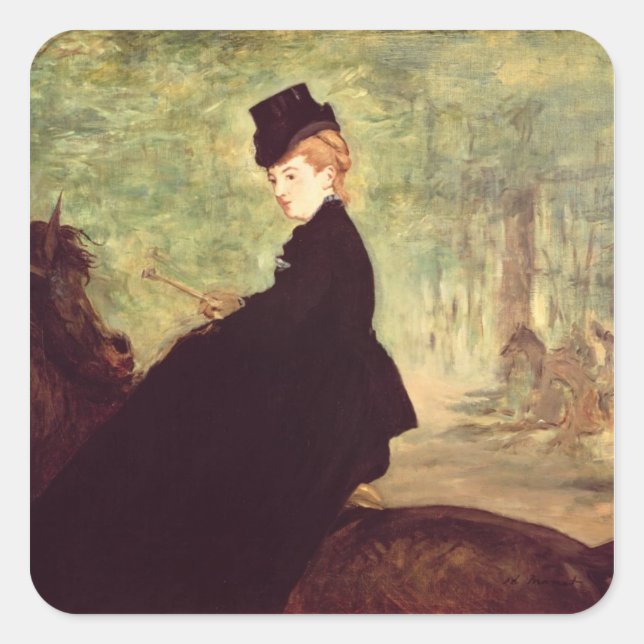 Manet | Die Horsefrau, 1875 Quadratischer Aufkleber (Vorderseite)