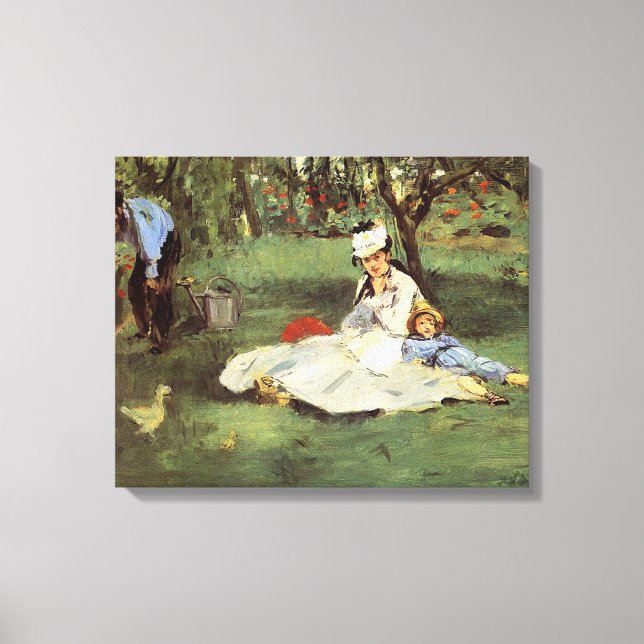 Manet Impressionist French Family Garden Malerei Leinwanddruck (Vorderseite)