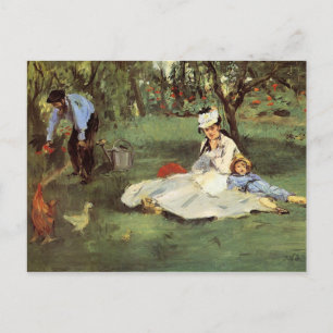 Manet Impressionist French Family Garden Malerei Postkarte