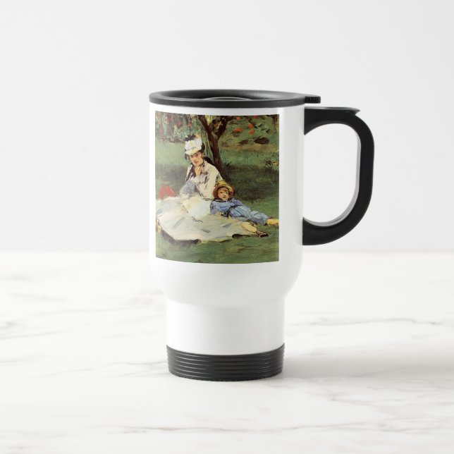 Manet Impressionist French Family Garden Malerei Reisebecher (Rechts)