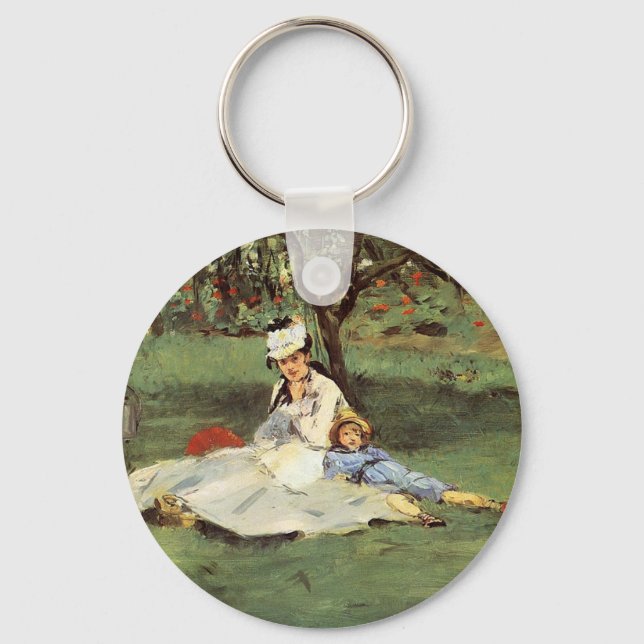 Manet Impressionist French Family Garden Malerei Schlüsselanhänger (Vorderseite)