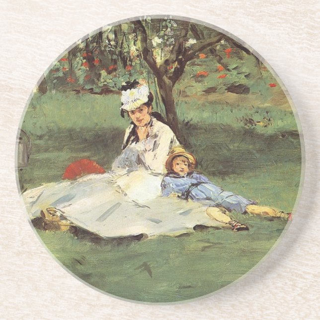 Manet Impressionist French Family Garden Malerei Untersetzer (Vorne)