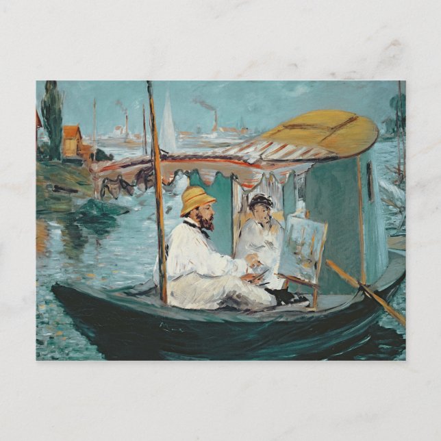 Manet | Monet in seinem Floating Studio, 1874 Postkarte (Vorderseite)