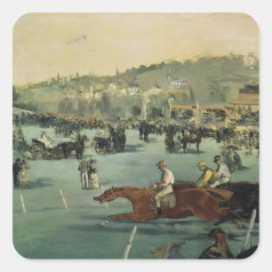 Manet   Pferderennen, 1872 Quadratischer Aufkleber