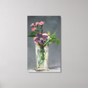 Manet   Pinks und Clematis in einer Kristallvase,  Leinwanddruck