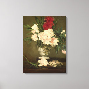 Manet   Vase Pfingstrosen auf einem kleinen Leinwanddruck