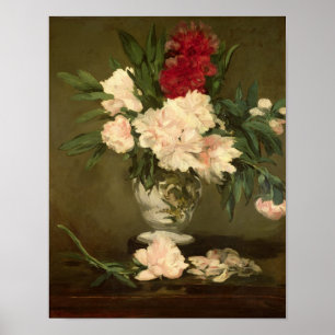 Manet   Vase Pfingstrosen auf einem kleinen Poster