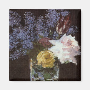Manets Rose, Tulips & Lilacs in einer Crystal Vase Magnet
