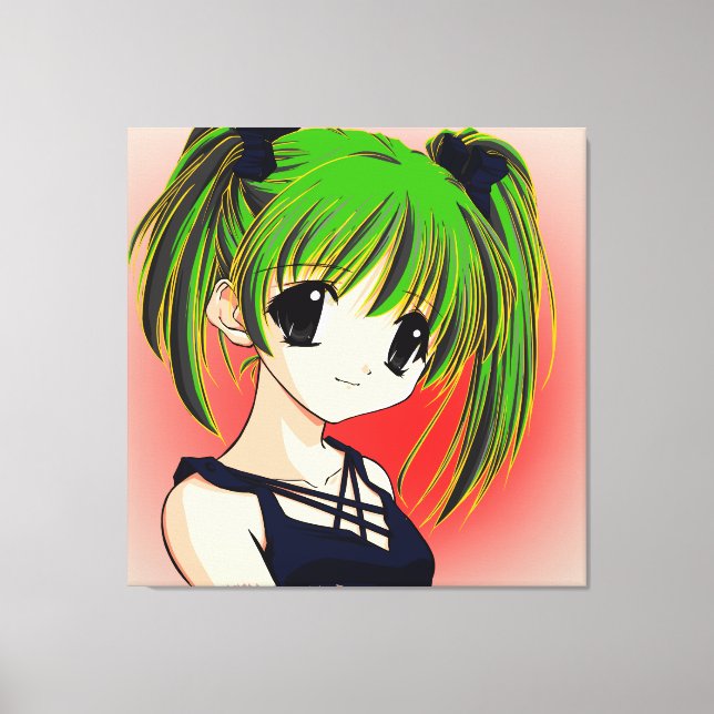 Manga Anime Girl Wrapped Canvas Leinwanddruck (Vorderseite)
