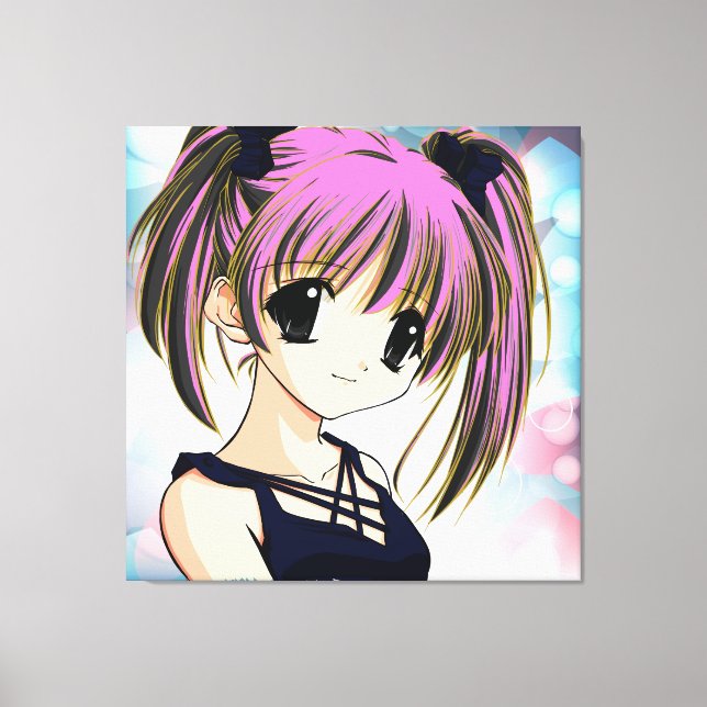 Manga Anime Girl Wrapped Canvas Leinwanddruck (Vorderseite)