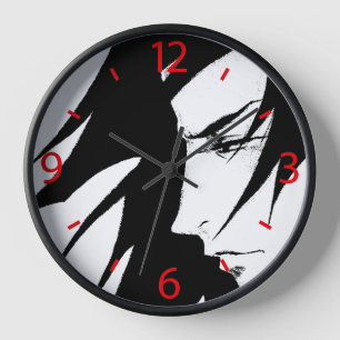 Manga Character Wind Blown Hair Anime Wanduhr
