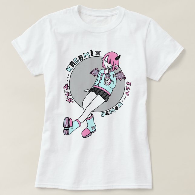 Manga Dämon pinkgirl T-Shirt (Design vorne)