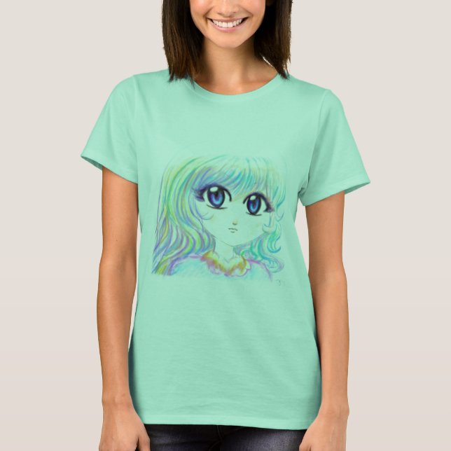 Manga Fairy Girl Anime farbenfrohe Regenbogenaugen T-Shirt (Vorderseite)