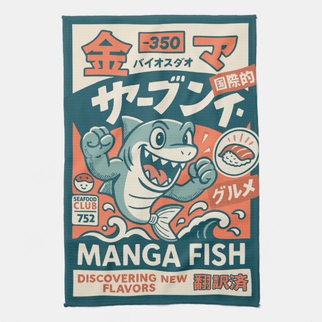 Manga-Fisch Geschirrtuch (Vertikal)