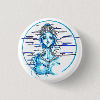 Manga girl snow blue button