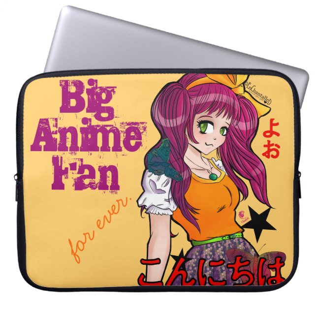 Manga girl with butterflies laptopschutzhülle (Vorderseite)