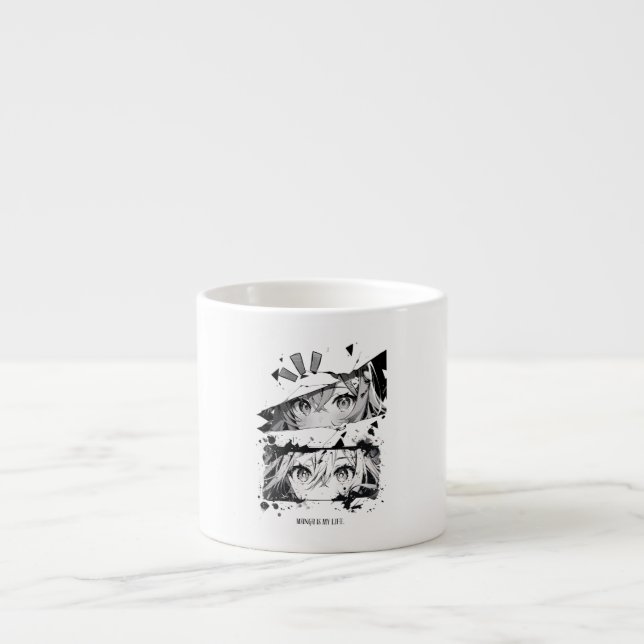Manga Is My Life Anime Eyes Glitch Art Espressotasse (Vorderseite)