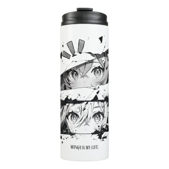 Manga Is My Life Anime Eyes Glitch Art Thermosbecher (Vorderseite)