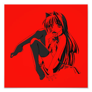 Manga, Neko Catgirl Furry Kawaii Loli Fotodruck