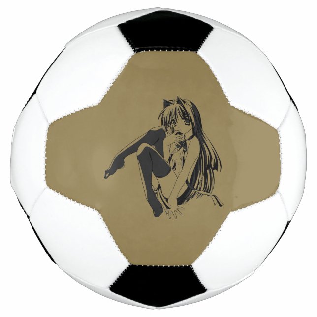 Manga, Neko Catgirl Furry Kawaii Loli Fußball (Vorderseite)