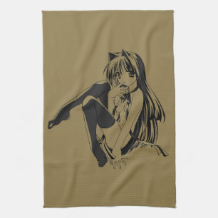 Manga, Neko Catgirl Furry Kawaii Loli Geschirrtuch