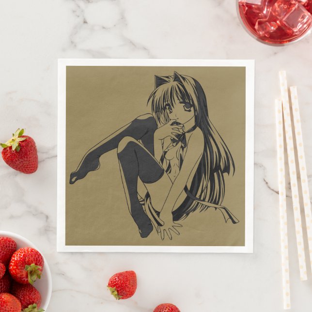 Manga, Neko Catgirl Furry Kawaii Loli Serviette (Beispiel)