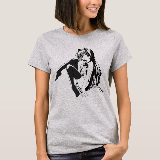 Manga, Neko Catgirl Furry Kawaii Loli T-Shirt (Vorderseite)