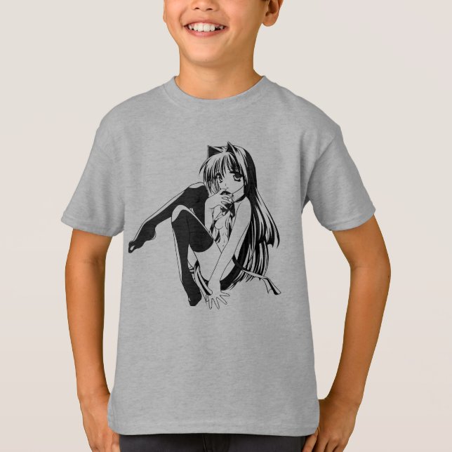 Manga, Neko Catgirl Furry Kawaii Loli T-Shirt (Vorderseite)