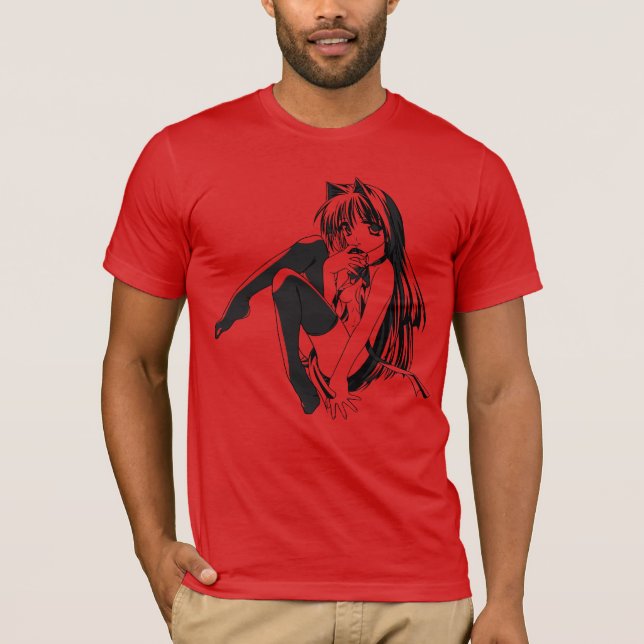 Manga, Neko Catgirl Furry Kawaii Loli T-Shirt (Vorderseite)