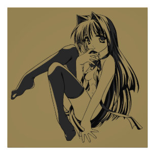 Manga, Neko Katzenmädchen Furry Kawaii Loli Fotodruck