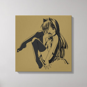 Manga, Neko Katzenmädchen Furry Kawaii Loli Leinwanddruck